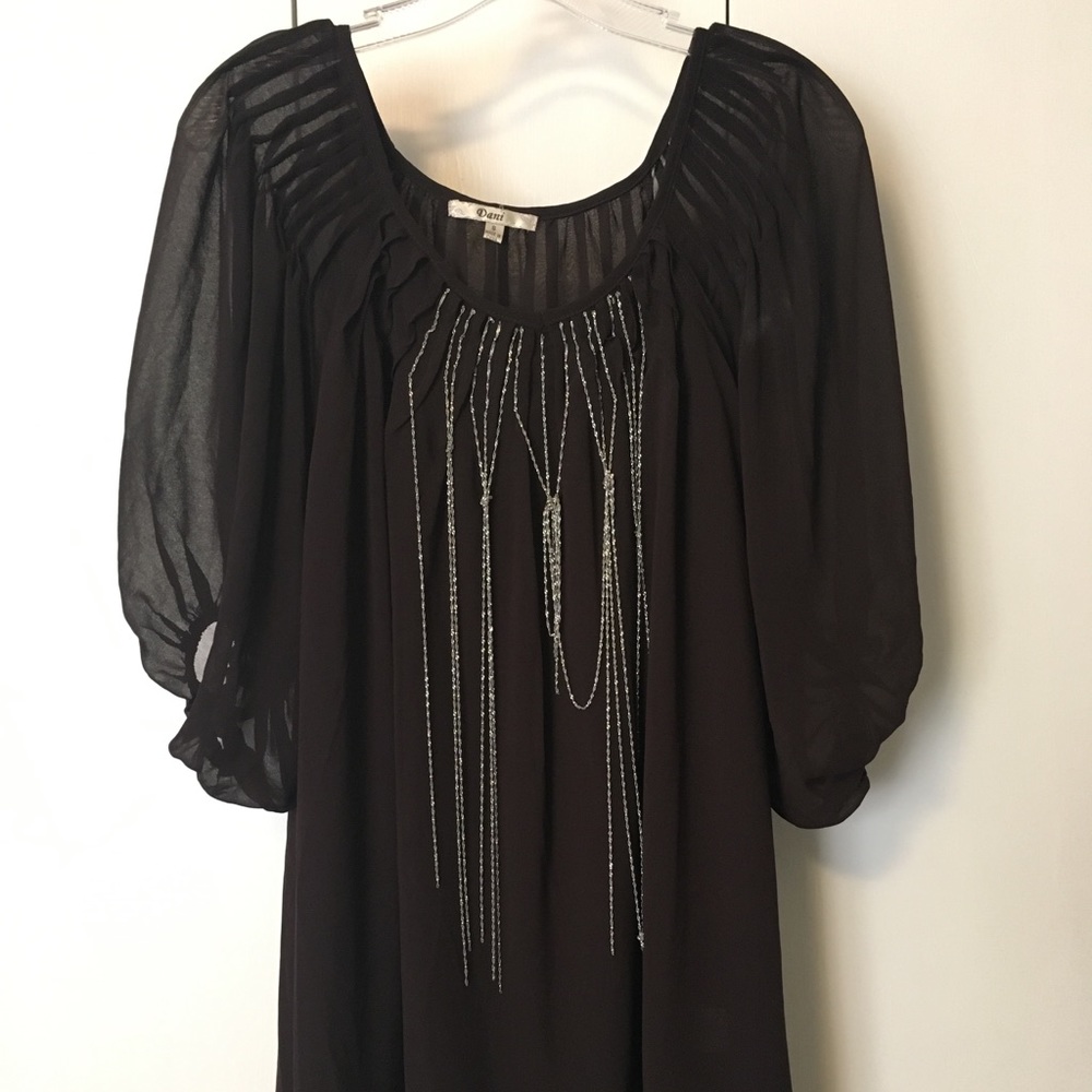 Beautiful brown dress with silver accents